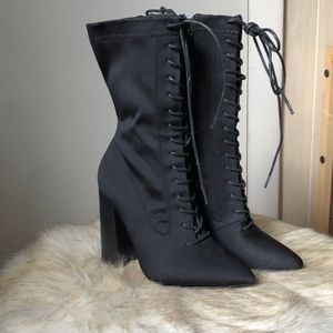 Lace Up Calf Booties